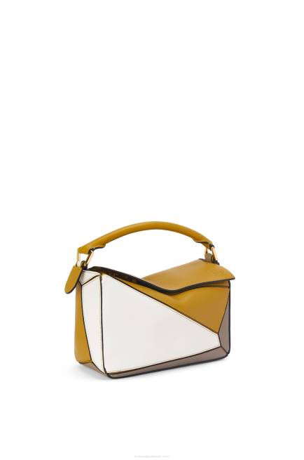 Ochre/Soft White Small Puzzle bag in classic calfskin Loewe 84PR497 Women