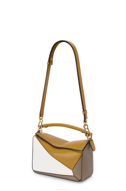 Ochre/Soft White Small Puzzle bag in classic calfskin Loewe 84PR497 Women