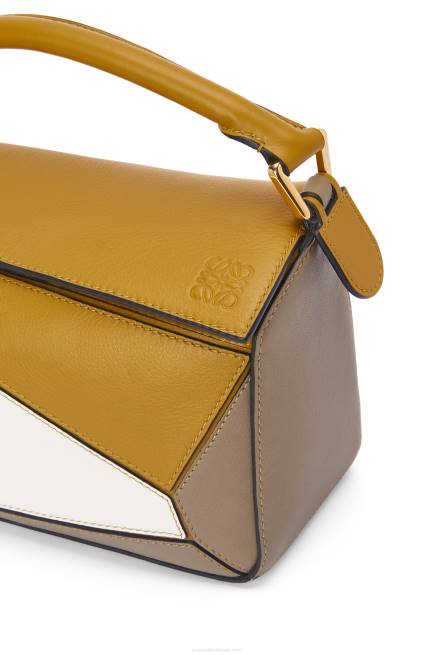 Ochre/Soft White Small Puzzle bag in classic calfskin Loewe 84PR497 Women