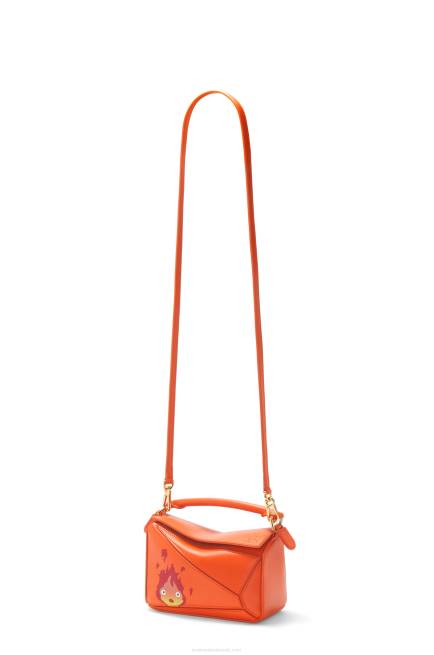 Orange Calcifer mini Puzzle bag in satin calfskin Loewe 84PR261 Women