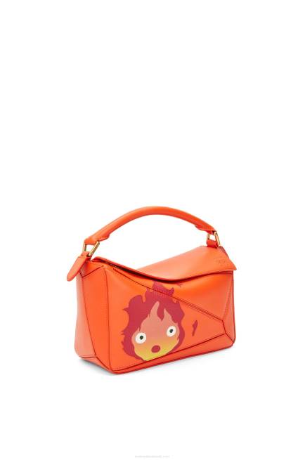 Orange Calcifer small Puzzle bag in satin calfskin Loewe 84PR441 Women