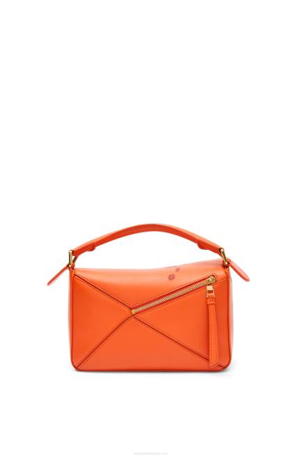 Orange Calcifer small Puzzle bag in satin calfskin Loewe 84PR441 Women