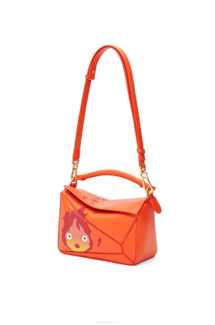 Orange Calcifer small Puzzle bag in satin calfskin Loewe 84PR441 Women