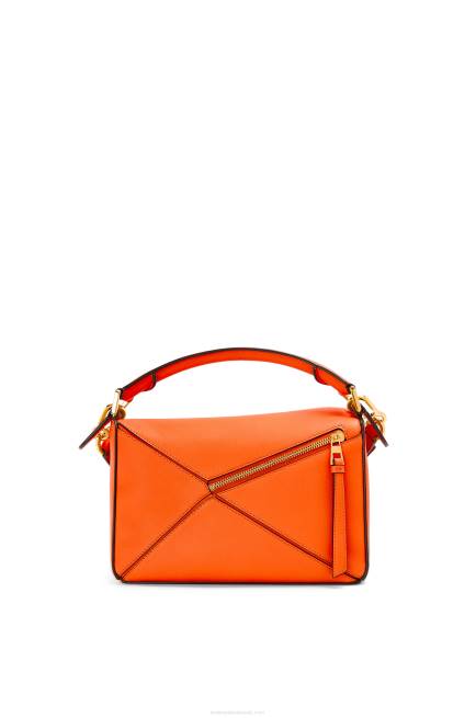 Orange Small Puzzle bag in classic calfskin Loewe 84PR501 Women