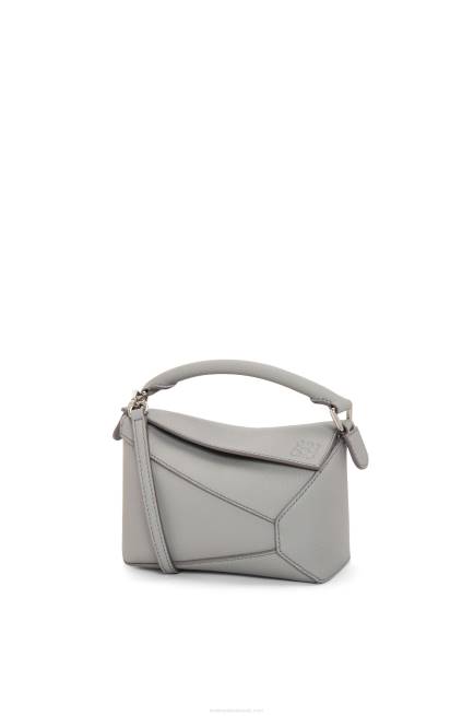 Pearl Grey Mini Puzzle Edge bag in soft grained calfskin Loewe 84PR198 Women
