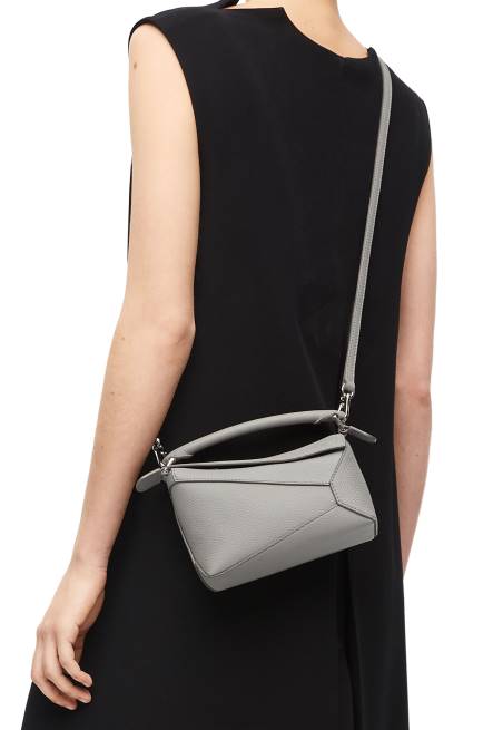 Pearl Grey Mini Puzzle Edge bag in soft grained calfskin Loewe 84PR198 Women
