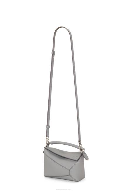 Pearl Grey Mini Puzzle Edge bag in soft grained calfskin Loewe 84PR198 Women