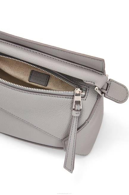 Pearl Grey Mini Puzzle Edge bag in soft grained calfskin Loewe 84PR198 Women