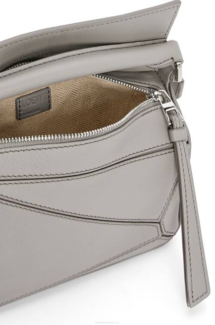 Pearl Grey Mini Puzzle bag in classic calfskin Loewe 84PR314 Women