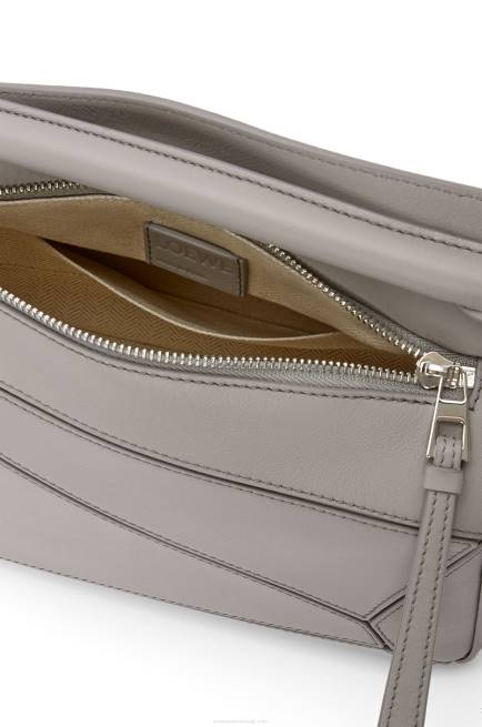 Pearl Grey Small Puzzle bag in classic calfskin Loewe 84PR537 Women