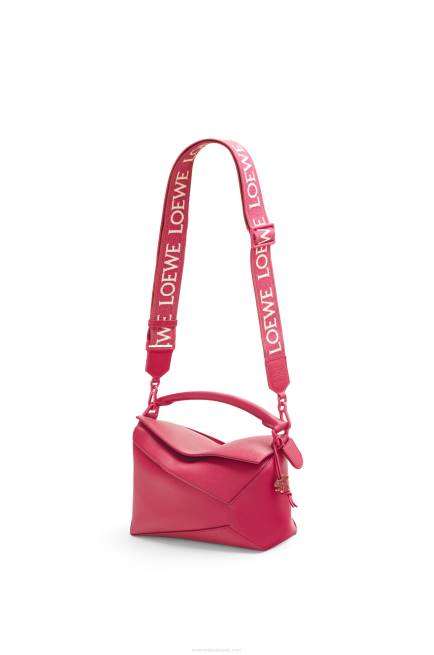 Ruby Red Glaze Small Puzzle Edge bag in satin calfskin Loewe 84PR436 Women