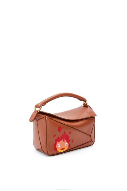 Rust Calcifer mini Puzzle bag in satin calfskin Loewe 84PR260 Women