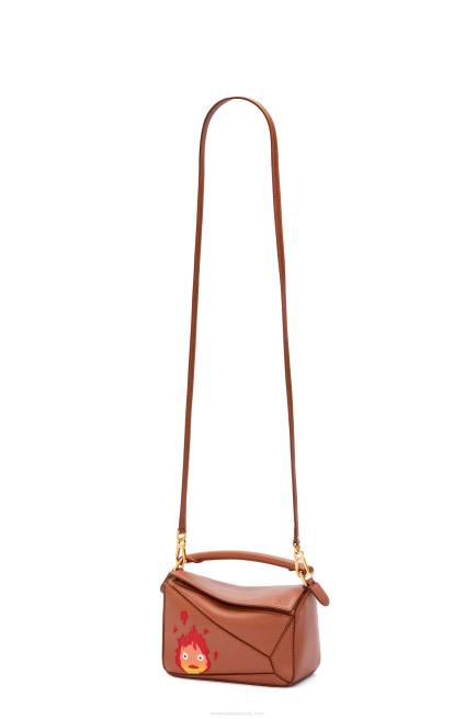 Rust Calcifer mini Puzzle bag in satin calfskin Loewe 84PR260 Women