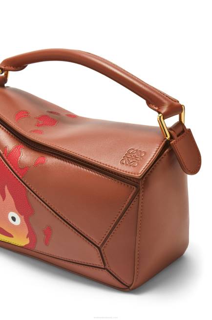 Rust Calcifer small Puzzle bag in satin calfskin Loewe 84PR442 Women