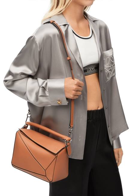 Tan Small Puzzle bag in classic calfskin Loewe 84PR364 Women