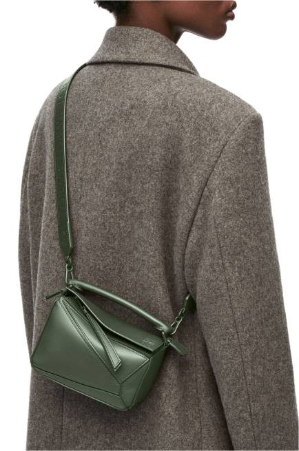 Vintage Khaki Mini Puzzle bag in satin calfskin Loewe 84PR270 Women