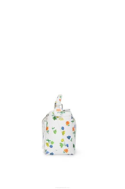 White/Multicolor Small Flower Puzzle Edge bag in satin calfskin Loewe 84PR394 Women
