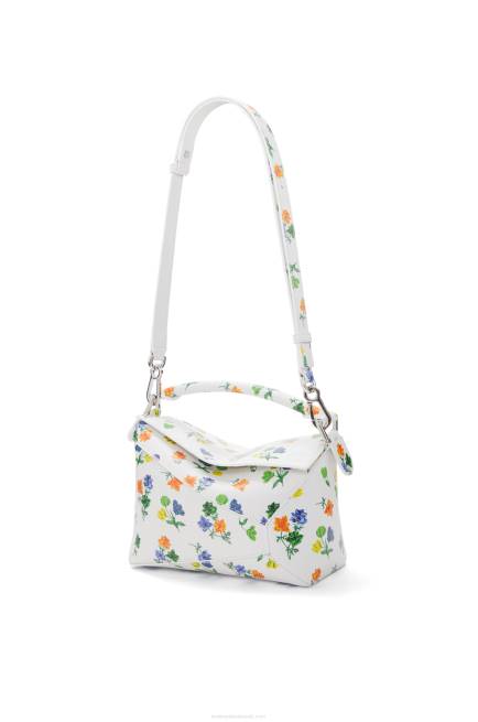 White/Multicolor Small Flower Puzzle Edge bag in satin calfskin Loewe 84PR394 Women