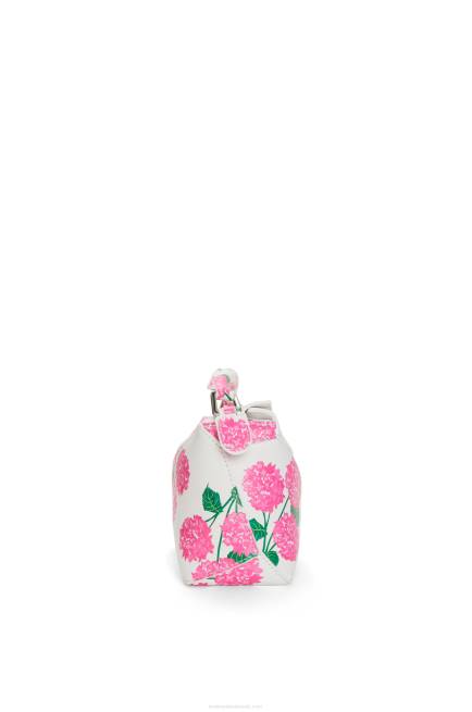 White/Pink Mini Flower Puzzle Edge bag in satin calfskin Loewe 84PR235 Women