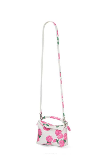 White/Pink Mini Flower Puzzle Edge bag in satin calfskin Loewe 84PR235 Women