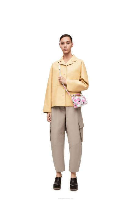 White/Pink Mini Flower Puzzle Edge bag in satin calfskin Loewe 84PR235 Women