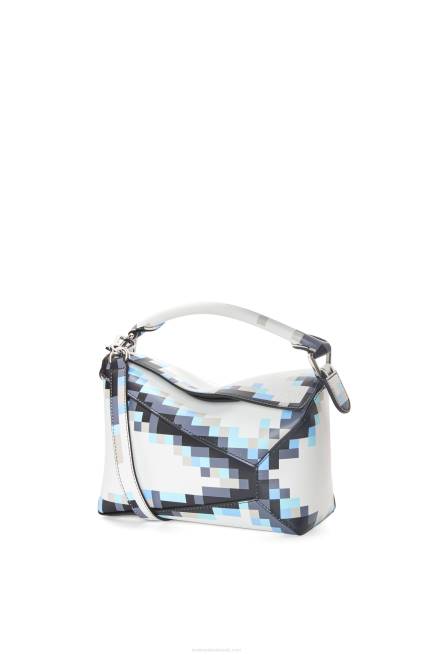 White Small Pixelated Puzzle Edge bag in satin calfskin Loewe 84PR395 Women