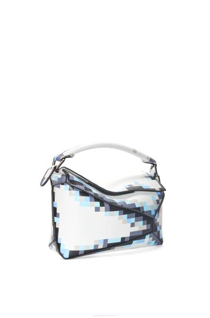 White Small Pixelated Puzzle Edge bag in satin calfskin Loewe 84PR395 Women