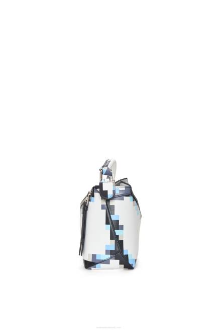 White Small Pixelated Puzzle Edge bag in satin calfskin Loewe 84PR395 Women