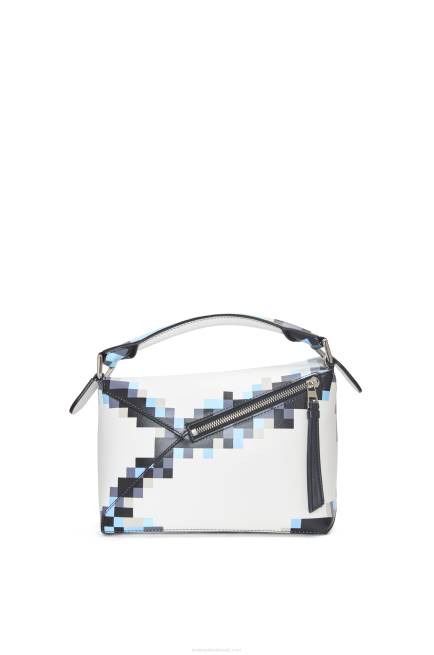 White Small Pixelated Puzzle Edge bag in satin calfskin Loewe 84PR395 Women