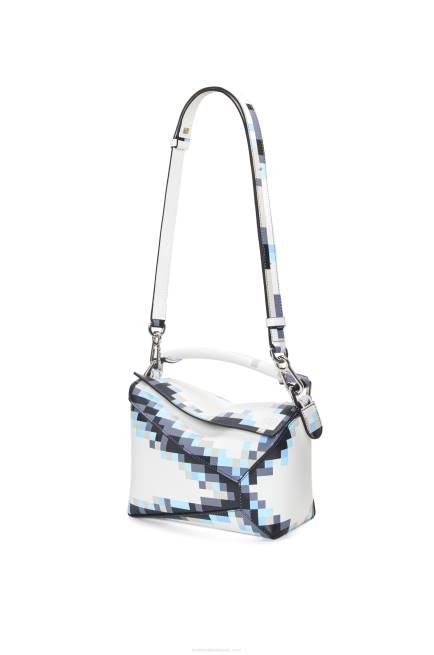 White Small Pixelated Puzzle Edge bag in satin calfskin Loewe 84PR395 Women