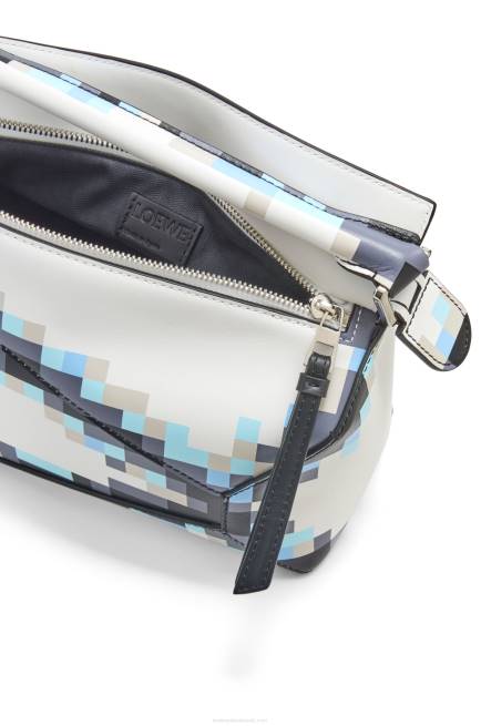 White Small Pixelated Puzzle Edge bag in satin calfskin Loewe 84PR395 Women