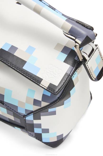White Small Pixelated Puzzle Edge bag in satin calfskin Loewe 84PR395 Women