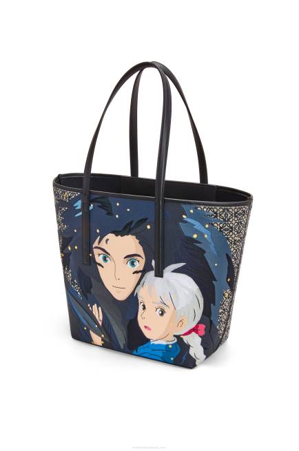 Black Howl T Tote bag in Anagram jacquard and calfskin Loewe 84PR188 Women