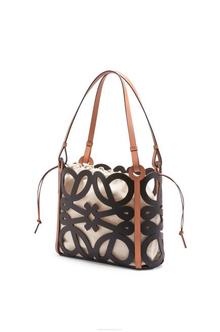 Black Small Anagram cut-out tote in calfskin Loewe 84PR126 Women
