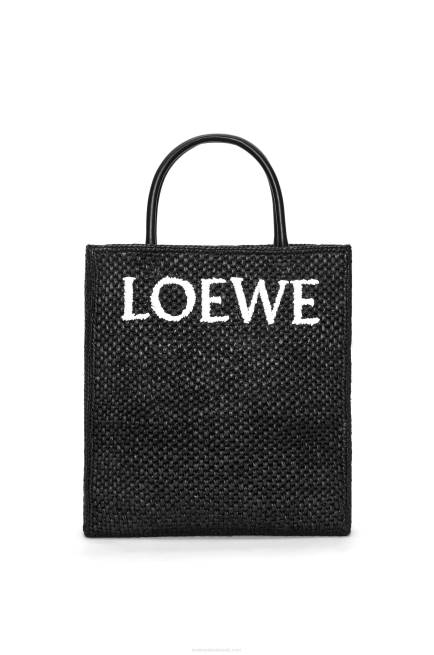 Black/White Standard A4 Tote bag in raffia Loewe 84PR73 Women