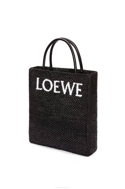 Black/White Standard A4 Tote bag in raffia Loewe 84PR73 Women
