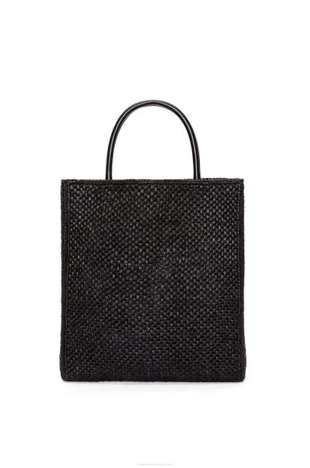 Black/White Standard A4 Tote bag in raffia Loewe 84PR73 Women