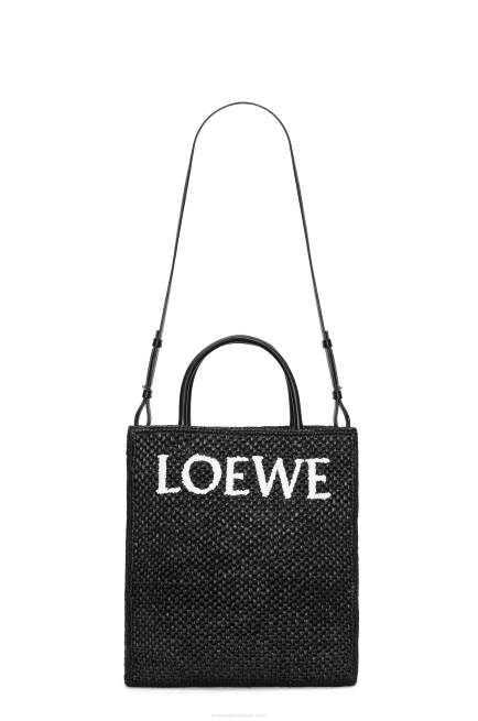 Black/White Standard A4 Tote bag in raffia Loewe 84PR73 Women