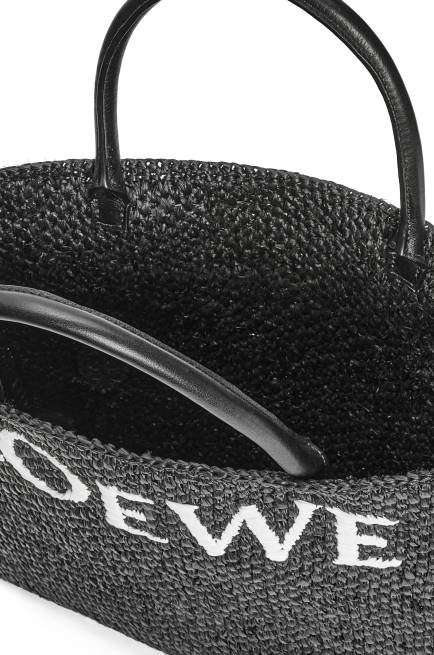 Black/White Standard A4 Tote bag in raffia Loewe 84PR73 Women