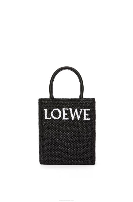 Black/White Standard A5 Tote bag in raffia Loewe 84PR72 Women