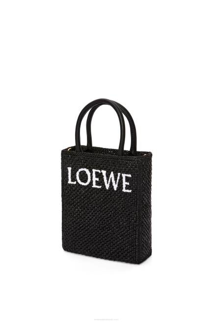 Black/White Standard A5 Tote bag in raffia Loewe 84PR72 Women