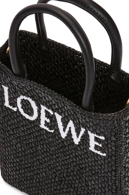 Black/White Standard A5 Tote bag in raffia Loewe 84PR72 Women