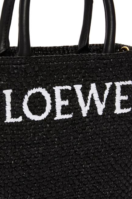 Black/White Standard A5 Tote bag in raffia Loewe 84PR72 Women