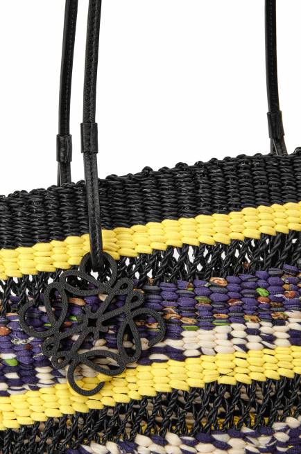 Black/Yellow Basket Tote in elephant grass and calfskin Loewe 84PR96 Women