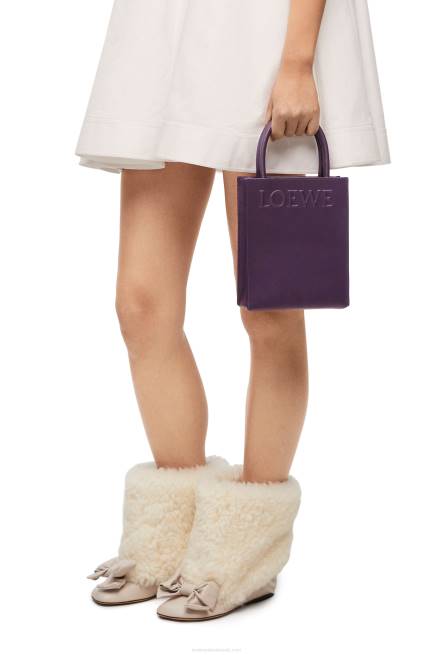 Deep Aubergine Standard A5 Tote in sleek calfskin Loewe 84PR192 Women