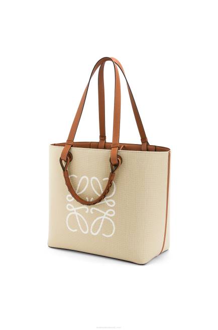 Ecru/Tan Anagram Tote bag in jacquard and calfskin Loewe 84PR122 Women