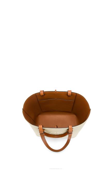 Ecru/Tan Anagram Tote bag in jacquard and calfskin Loewe 84PR122 Women