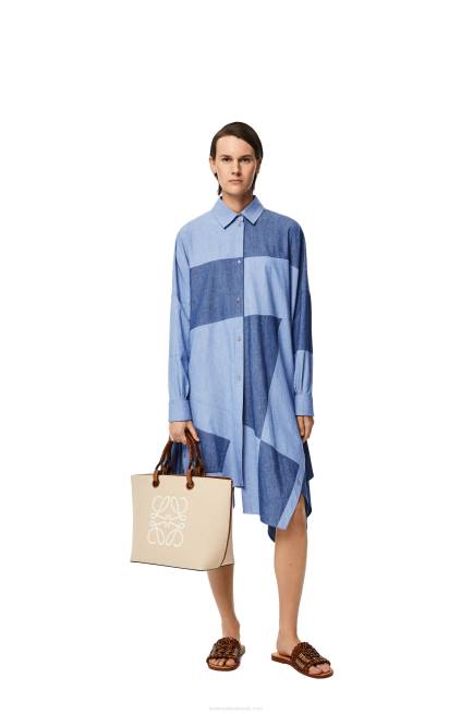 Ecru/Tan Anagram Tote bag in jacquard and calfskin Loewe 84PR122 Women
