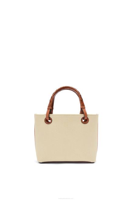 Ecru/Tan Mini Anagram Tote bag in jacquard and calfskin Loewe 84PR128 Women