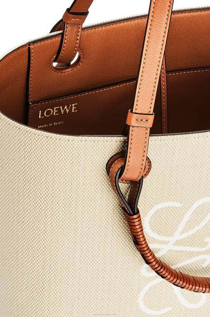 Ecru/Tan Small Anagram Tote bag in jacquard and calfskin Loewe 84PR121 Women
